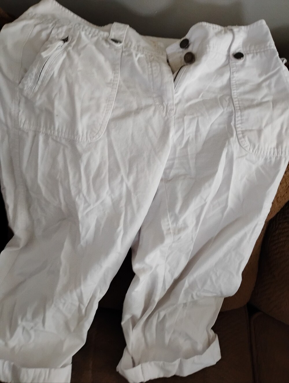 New York & Company White Cotton Pants - Classic Straight